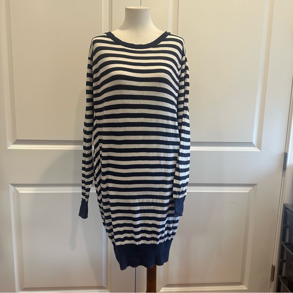 DAY BIRGER ET MIKKELSEN Navy and White Striped Sweater Dress